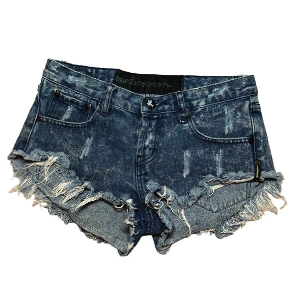 One Teaspoon Distressed Fryed Hem Button Fly Summer Women Shorts 26 - Picture 1 of 6